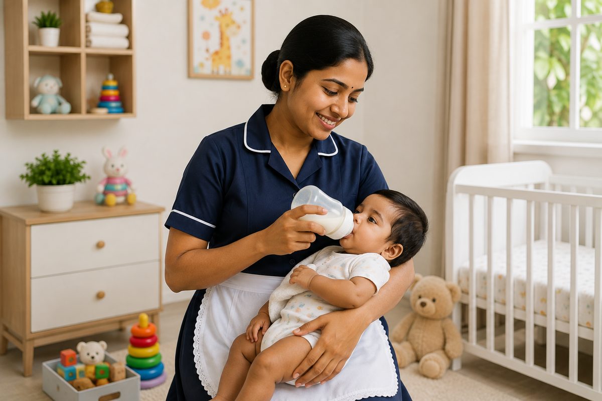 Japa and baby care professional providing newborn support at home